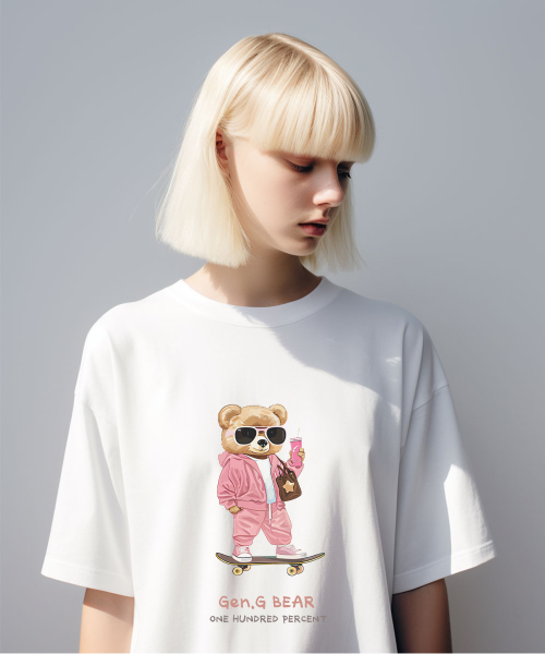 ONEHUNDREDPERCENT FOR WOMAN(ワンハンドレッドパーセントフォーウーマン)の「OHP x HARMONIA ゼンジベア セミオーバー 半袖Tシャツ(Tシャツ/カットソー・レディース・その他・S/M/L/2XL/XL)」の2枚目の写真