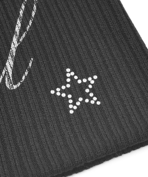 X-girl（エックスガール）の「SPRAY LOGO AND STUDDED BEANIE（ニットキャップ/ビーニー・レディース・ブラック/ライトブルー/ホワイト・ONE SIZE）」の8枚目の写真