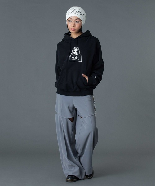 X-girl（エックスガール）の「SPRAY LOGO AND STUDDED BEANIE（ニットキャップ/ビーニー・レディース・ブラック/ライトブルー/ホワイト・ONE SIZE）」の14枚目の写真