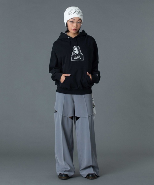 X-girl（エックスガール）の「SPRAY LOGO AND STUDDED BEANIE（ニットキャップ/ビーニー・レディース・ブラック/ライトブルー/ホワイト・ONE SIZE）」の16枚目の写真