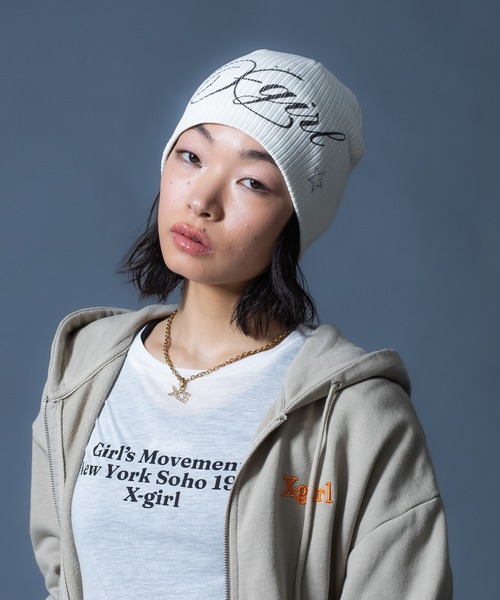 あいみょん　x-girl ビーニー　ニット帽　花柄 楽天市場】PIXEL FLOWER JACQUARD BEANIE X-girl エックスガール 帽子