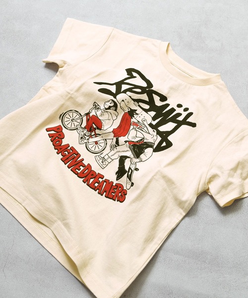 Life Support Products(ライフサポートプロダクツ)の「【プチプラ】プリント半袖T(Tシャツ/カットソー・キッズ・オフホワイト/オレンジ/パープル/ライム/チャコール/ライトピンク/ライトブルー/ブラック/ホワイト系その他/グリーン・110/100/95/90/80/150/140/130/120)」の1枚目の写真