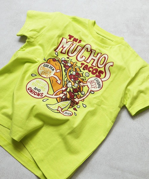 Life Support Products(ライフサポートプロダクツ)の「【プチプラ】プリント半袖T(Tシャツ/カットソー・キッズ・オフホワイト/オレンジ/パープル/ライム/チャコール/ライトピンク/ライトブルー/ブラック/ホワイト系その他/グリーン・110/100/95/90/80/150/140/130/120)」の5枚目の写真