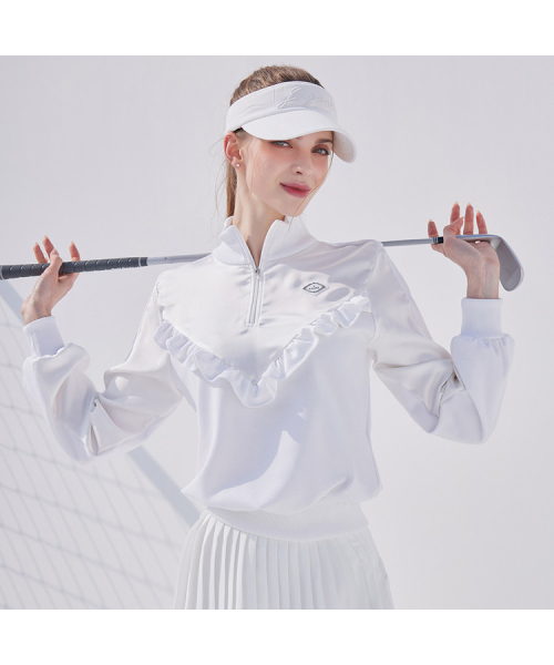 J.JANE(ジェイジェーン)の「サテンフリルマンツーマン (ホワイト)(スウェット・レディース・ホワイト・ONE SIZE)」の1枚目の写真