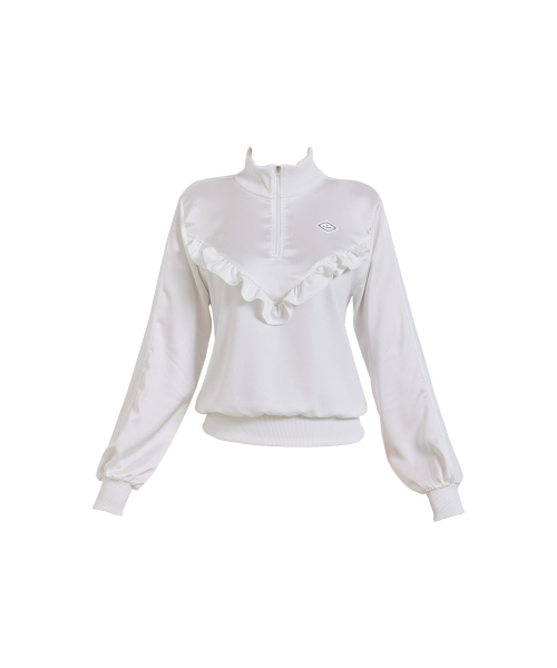 J.JANE(ジェイジェーン)の「サテンフリルマンツーマン (ホワイト)(スウェット・レディース・ホワイト・ONE SIZE)」の2枚目の写真