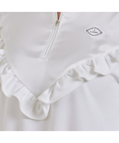 J.JANE(ジェイジェーン)の「サテンフリルマンツーマン (ホワイト)(スウェット・レディース・ホワイト・ONE SIZE)」の4枚目の写真