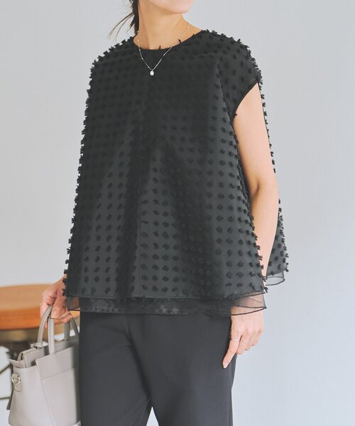LIVETART（リヴェタート）の「《LIVETART》ふわふわジャガードブラウス（シャツ/ブラウス・レディース・ブラック・FREE）」の2枚目の写真