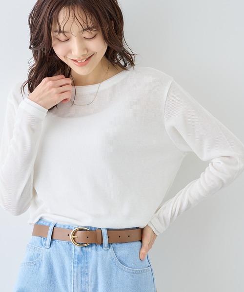 ROPE' PICNIC(ロペピクニック)の「レイヤード風シアーロングスリーブTシャツ(Tシャツ/カットソー・レディース・ホワイト/ブラック系その他/サックスブルー/ベージュ系その他3/ライトグリーン・FREE)」の2枚目の写真