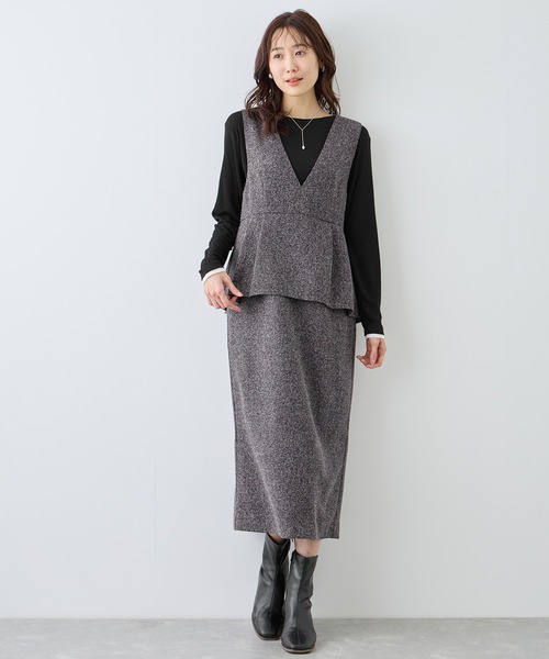 ROPE' PICNIC(ロペピクニック)の「レイヤード風シアーロングスリーブTシャツ(Tシャツ/カットソー・レディース・ホワイト/ブラック系その他/サックスブルー/ベージュ系その他3/ライトグリーン・FREE)」の11枚目の写真