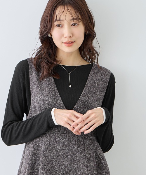 ROPE' PICNIC(ロペピクニック)の「レイヤード風シアーロングスリーブTシャツ(Tシャツ/カットソー・レディース・ホワイト/ブラック系その他/サックスブルー/ベージュ系その他3/ライトグリーン・FREE)」の12枚目の写真