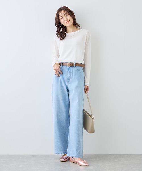 ROPE' PICNIC(ロペピクニック)の「レイヤード風シアーロングスリーブTシャツ(Tシャツ/カットソー・レディース・ホワイト/ブラック系その他/サックスブルー/ベージュ系その他3/ライトグリーン・FREE)」の15枚目の写真