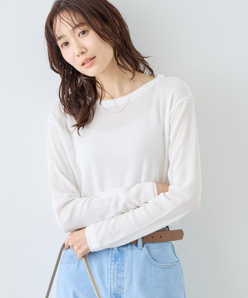 ROPE' PICNIC(ロペピクニック)の「レイヤード風シアーロングスリーブTシャツ(Tシャツ/カットソー・レディース・ホワイト/ブラック系その他/サックスブルー/ベージュ系その他3/ライトグリーン・FREE)」の17枚目の写真