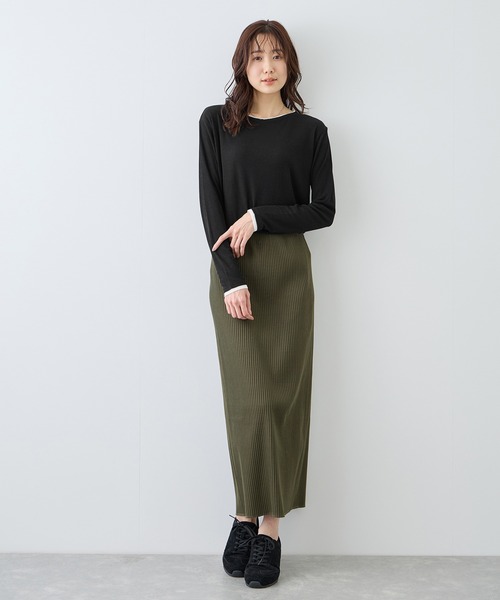 ROPE' PICNIC(ロペピクニック)の「レイヤード風シアーロングスリーブTシャツ(Tシャツ/カットソー・レディース・ホワイト/ブラック系その他/サックスブルー/ベージュ系その他3/ライトグリーン・FREE)」の6枚目の写真