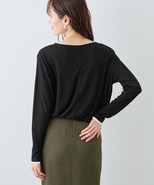 ROPE' PICNIC(ロペピクニック)の「レイヤード風シアーロングスリーブTシャツ(Tシャツ/カットソー・レディース・ホワイト/ブラック系その他/サックスブルー/ベージュ系その他3/ライトグリーン・FREE)」の10枚目の写真