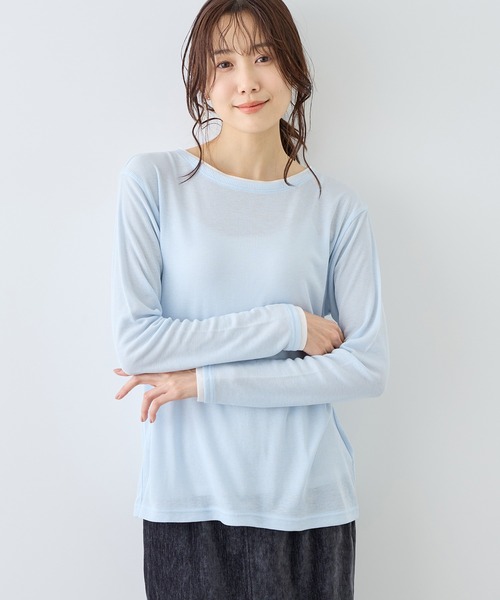 レイヤード風シアーロングスリーブTシャツ（Tシャツ/カットソー