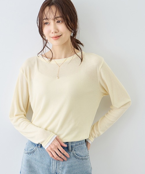 レイヤード風シアーロングスリーブTシャツ（Tシャツ/カットソー