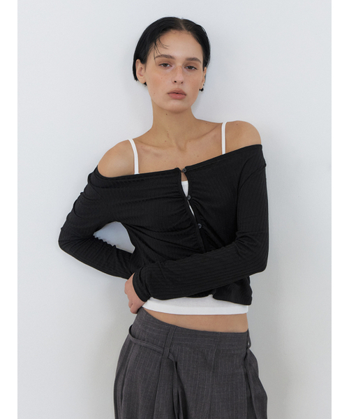 ETMON(エトモン)の「Shirring Cardigan Set, Black(カーディガン/ボレロ・レディース・その他・FREE)」の5枚目の写真