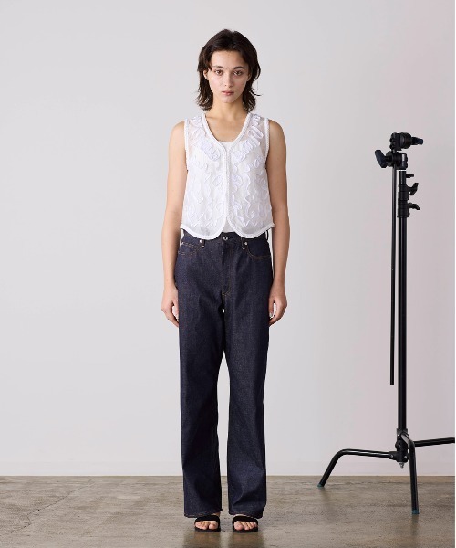 Marilyn Moon（マリリンムーン）の「code embroidery diamond tuck vest（ベスト・レディース・ネイビー/オフホワイト・FREE）」の10枚目の写真