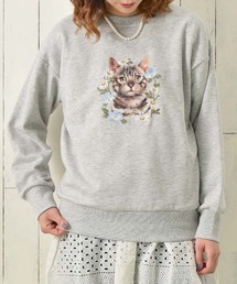 le petaleトラネコフラワー刺繍スウェット