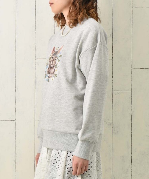 Bleu Bleuet（ブルーブルーエ）の「le petaleトラネコフラワー刺繍スウェット（スウェット・レディース・オフホワイト/グレー・FREE）」の19枚目の写真