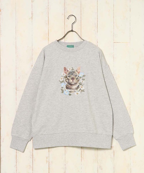 Bleu Bleuet（ブルーブルーエ）の「le petaleトラネコフラワー刺繍スウェット（スウェット・レディース・オフホワイト/グレー・FREE）」の21枚目の写真