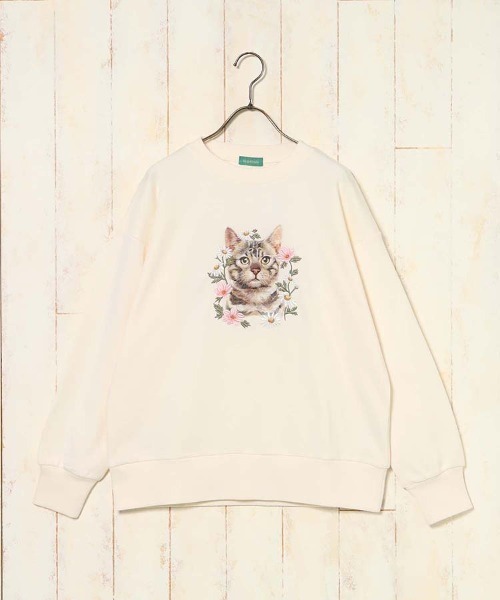 Bleu Bleuet（ブルーブルーエ）の「le petaleトラネコフラワー刺繍スウェット（スウェット・レディース・オフホワイト/グレー・FREE）」の22枚目の写真