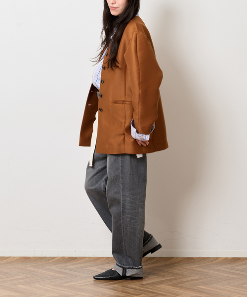 Bonum(ボナム)の「ラップデニム5ポケットパンツ(デニムパンツ・レディース・チャコールグレー/コバルトブルー/ネイビー・FREE)」の6枚目の写真