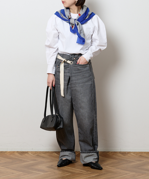 Bonum(ボナム)の「ラップデニム5ポケットパンツ(デニムパンツ・レディース・チャコールグレー/コバルトブルー/ネイビー・FREE)」の11枚目の写真