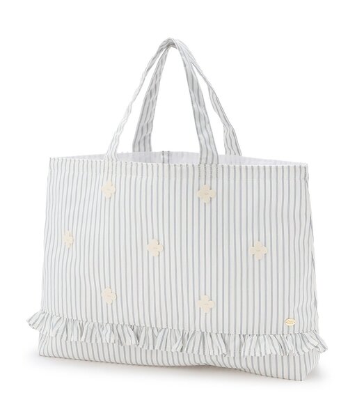 petit main（プティマイン）の「【通園・通学グッズ】お花レッスンバッグ（トートバッグ・キッズ・ライトグレー/サックスブルー・F）」の2枚目の写真