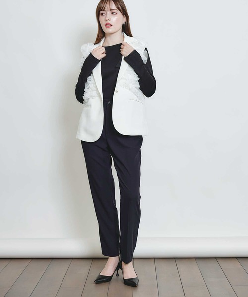 PICCIN PERLA（ピッチンペルラ）の「チュールジレ（ベスト・レディース・ブラック/オフホワイト・M）」の9枚目の写真