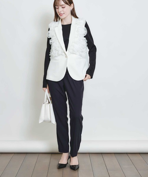 PICCIN PERLA（ピッチンペルラ）の「チュールジレ（ベスト・レディース・ブラック/オフホワイト・M）」の6枚目の写真