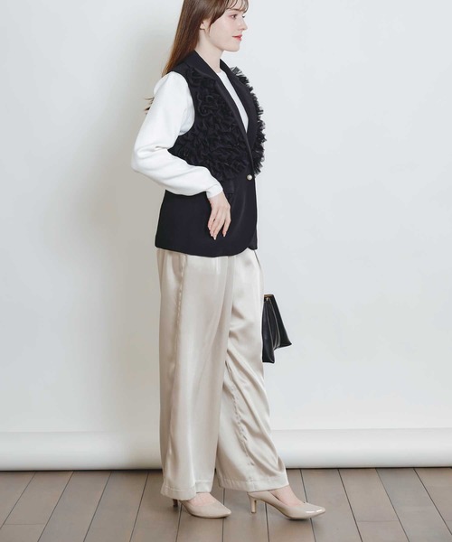 PICCIN PERLA（ピッチンペルラ）の「チュールジレ（ベスト・レディース・ブラック/オフホワイト・M）」の14枚目の写真