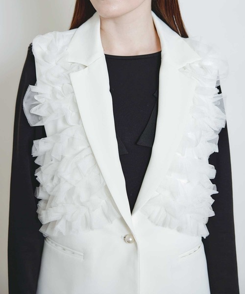 PICCIN PERLA（ピッチンペルラ）の「チュールジレ（ベスト・レディース・ブラック/オフホワイト・M）」の17枚目の写真