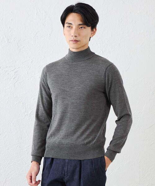 S.ESSENTIALS(エスエッセンシャルズ)の「14Gメリノウールモックネック(ニット/セーター・メンズ・チャコールグレー/オフホワイト/ダークネイビー・46/48/50)」の2枚目の写真