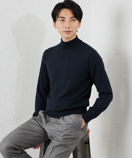 S.ESSENTIALS(エスエッセンシャルズ)の「14Gメリノウールモックネック(ニット/セーター・メンズ・チャコールグレー/オフホワイト/ダークネイビー・46/48/50)」の3枚目の写真