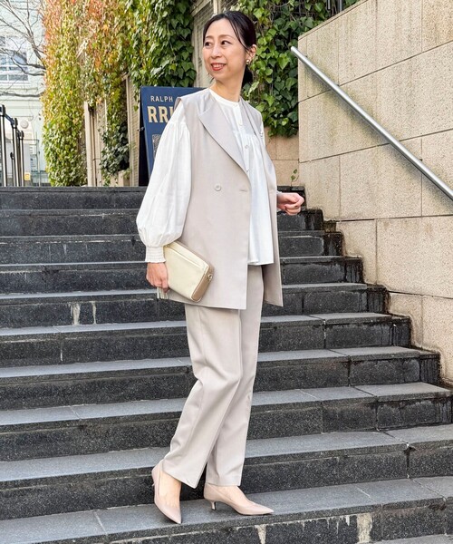 MICO COULIER（ミコクリエ）の「《セットアップ対応》ライトモククロスパンツ（その他パンツ・レディース・ネイビー/グレイッシュベージュ・38/36）」の12枚目の写真