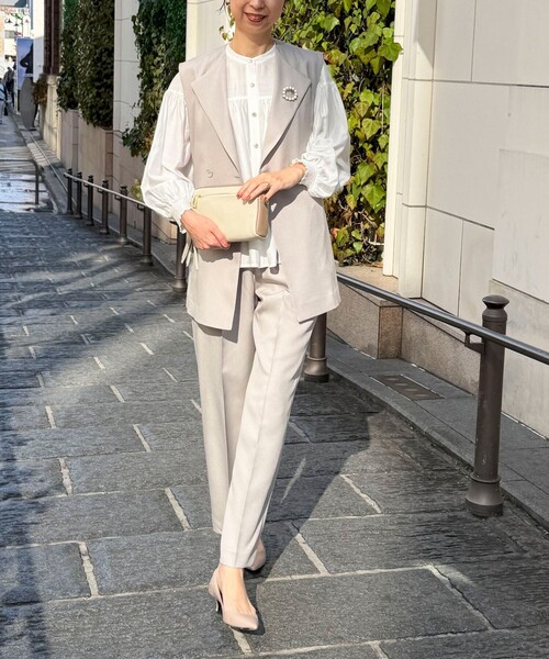 MICO COULIER（ミコクリエ）の「《セットアップ対応》ライトモククロスパンツ（その他パンツ・レディース・ネイビー/グレイッシュベージュ・38/36）」の14枚目の写真