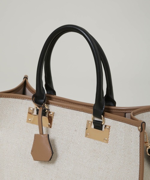 NANO universe(ナノユニバース)の「バイカラーキャンバスバッグ(トートバッグ・レディース・ブルー/ブラウン・F)」の10枚目の写真