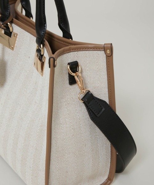 NANO universe(ナノユニバース)の「バイカラーキャンバスバッグ(トートバッグ・レディース・ブルー/ブラウン・F)」の11枚目の写真