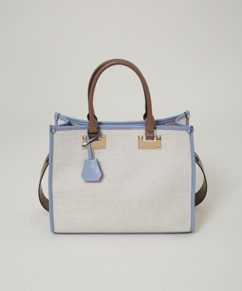 NANO universe(ナノユニバース)の「バイカラーキャンバスバッグ(トートバッグ・レディース・ブルー/ブラウン・F)」の4枚目の写真