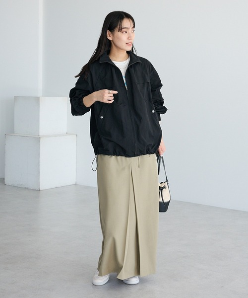 CRAFT STANDARD BOUTIQUE（クラフトスタンダードブティック）の「イージーケア/フロントタックロングスカート◆（スカート・レディース・アイボリー/ブラック/ライトカーキ・L/M）」の4枚目の写真