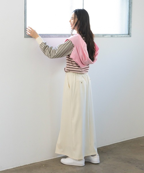 CRAFT STANDARD BOUTIQUE（クラフトスタンダードブティック）の「イージーケア/フロントタックロングスカート◆（スカート・レディース・アイボリー/ブラック/ライトカーキ・L/M）」の8枚目の写真