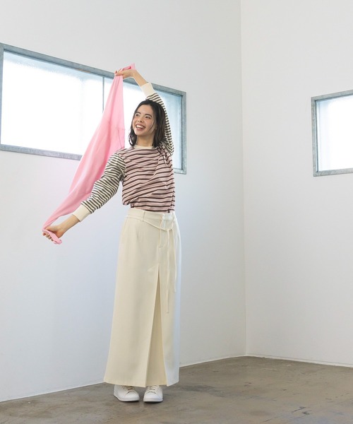 CRAFT STANDARD BOUTIQUE（クラフトスタンダードブティック）の「イージーケア/フロントタックロングスカート◆（スカート・レディース・アイボリー/ブラック/ライトカーキ・L/M）」の9枚目の写真