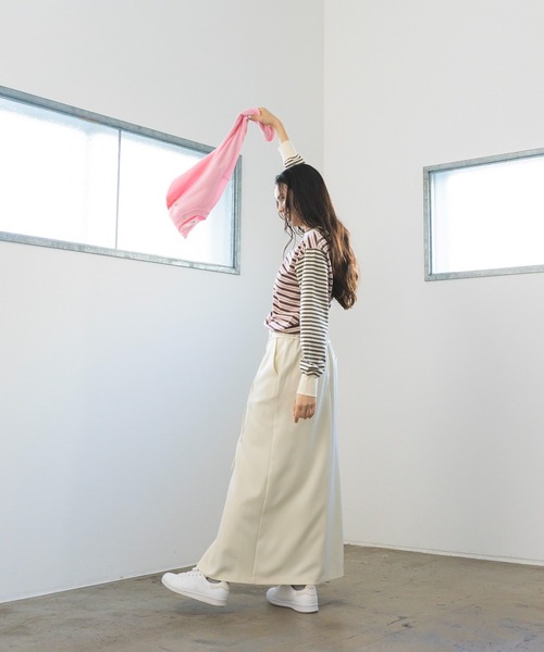 CRAFT STANDARD BOUTIQUE（クラフトスタンダードブティック）の「イージーケア/フロントタックロングスカート◆（スカート・レディース・アイボリー/ブラック/ライトカーキ・L/M）」の10枚目の写真