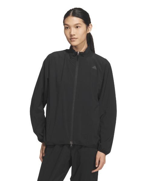 adidas(アディダス)の「アディダス adidas トレーニング エッセンシャルズ プラス ルーズフィット ストレッチ ウーブン ジャケット(ジャージ・レディース・ライトベージュ/ブラック/ネイビー・M/L)」の2枚目の写真