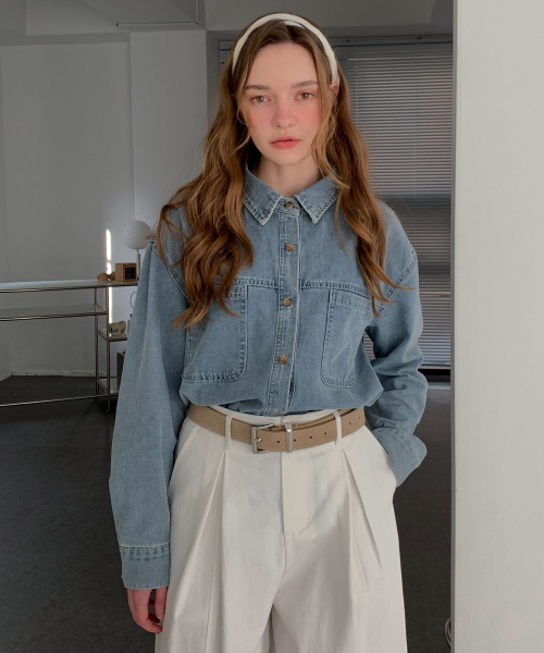 VASCARA(バスカラ)の「Stitch Line Vintage Denim Shirt (2colors)(シャツ/ブラウス・レディース・ダークブルー・FREE)」の2枚目の写真