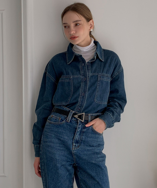 VASCARA(バスカラ)の「Stitch Line Vintage Denim Shirt (2colors)(シャツ/ブラウス・レディース・ダークブルー・FREE)」の3枚目の写真