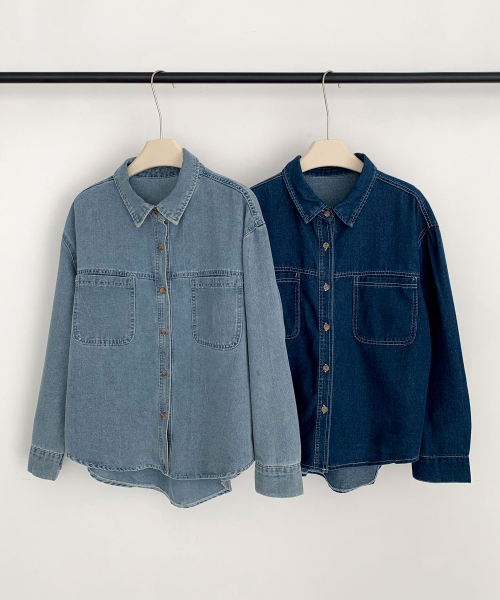 VASCARA(バスカラ)の「Stitch Line Vintage Denim Shirt (2colors)(シャツ/ブラウス・レディース・ダークブルー・FREE)」の5枚目の写真