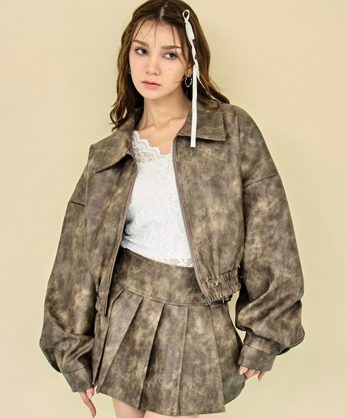 ANAP(アナップ)の「vintae加工フェイクレザークロップドブルゾン(ブルゾン・レディース・ブラック/ブラウン・F)」の7枚目の写真