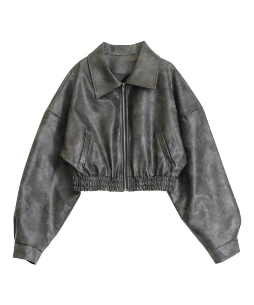 ANAP(アナップ)の「vintae加工フェイクレザークロップドブルゾン(ブルゾン・レディース・ブラック/ブラウン・F)」の13枚目の写真